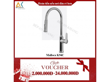 Vòi Rửa Chén Dây Rút 2 Nguồn Nóng Lạnh Malloca K94C - Mạ Chrome Tạo Bọt Và Chống Văn Nước